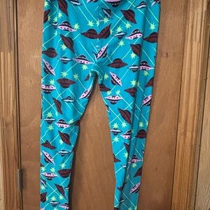 TC Space-Themed Leggings - Teal and Pink